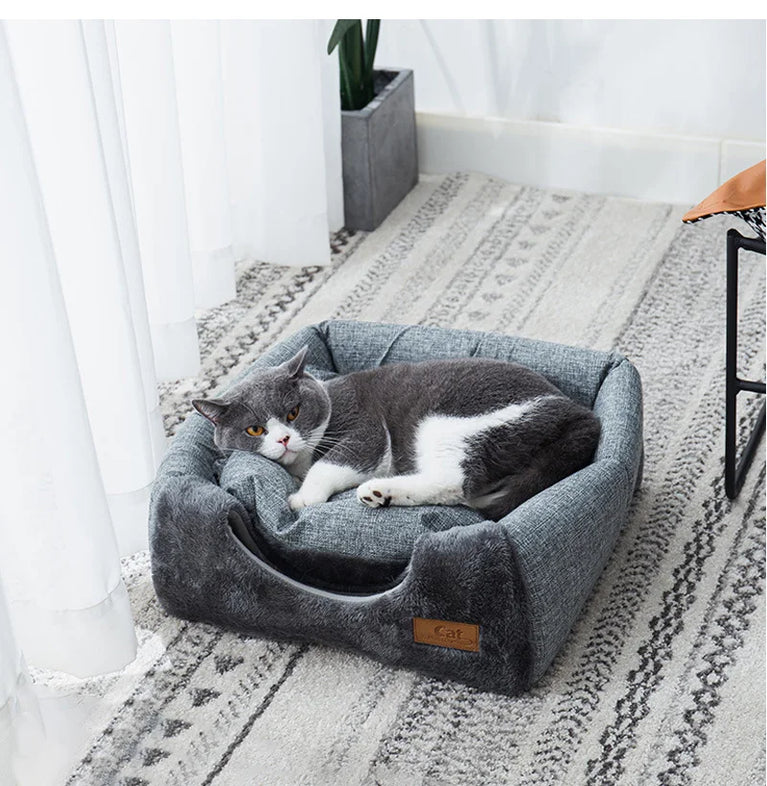 Winter Warm Cat Bed Foldable House Cat Heating Pad Cushion