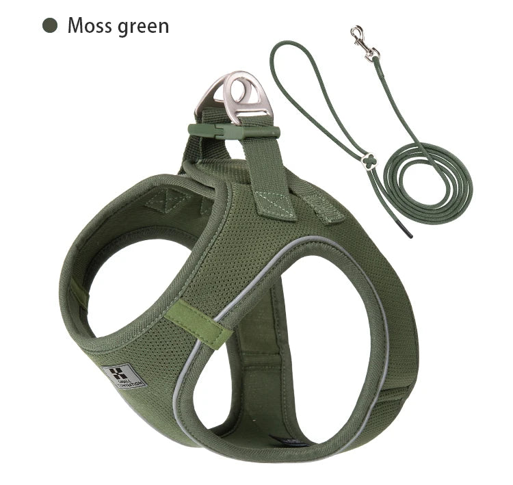 Adjustable Reflective Dog Harness Leash Set Step-In Soft Air Mesh Vest