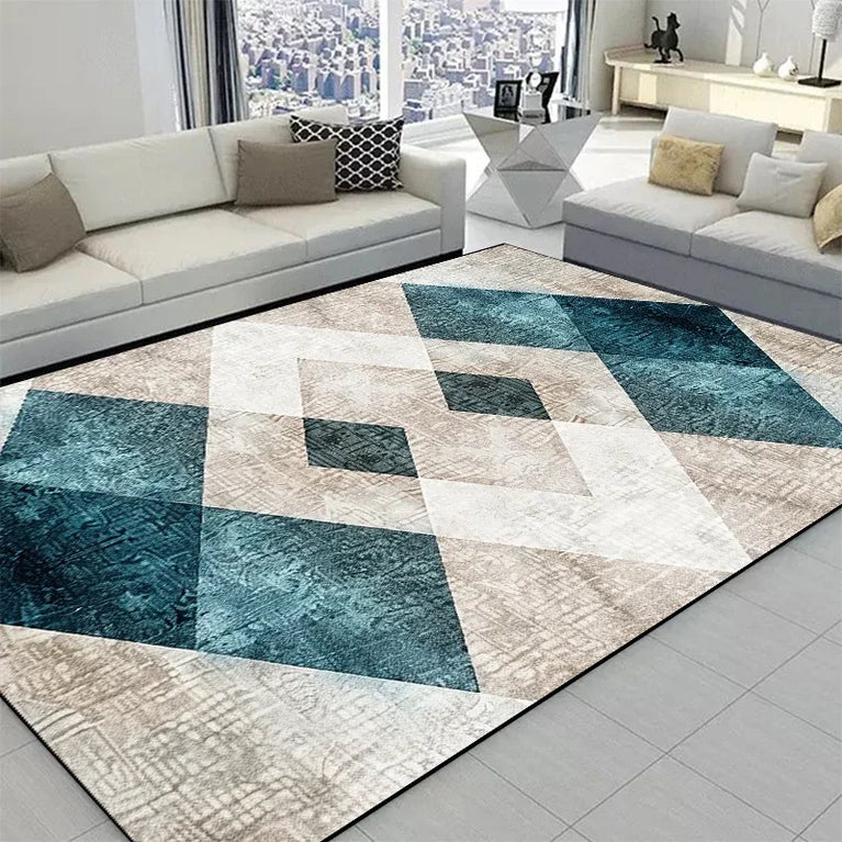 Minimalist Checkered Non-Slip Washable Area Rugs for Home Use