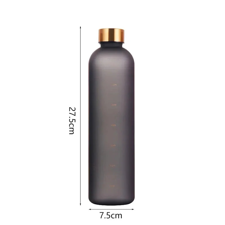 1L Water Bottle with Time Marker Leakproof BPA-Free Fitness Sports Outdoor Travel Hydration Bottle with Straw