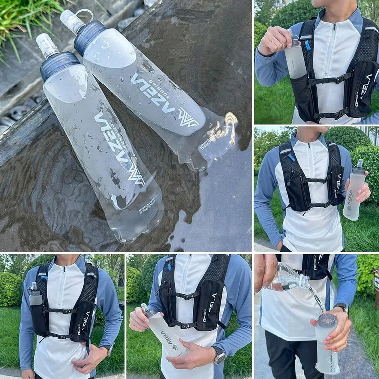 250/500ml Folding Soft Sport Water Bottle Portable Lightweight Camping Running Hydration Bag
