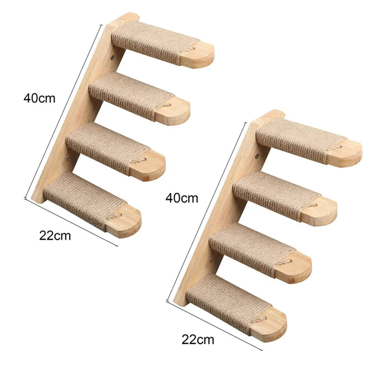 Wall-Mounted Cat Hammock & Climbing Set | Space-Saving Wood Furniture