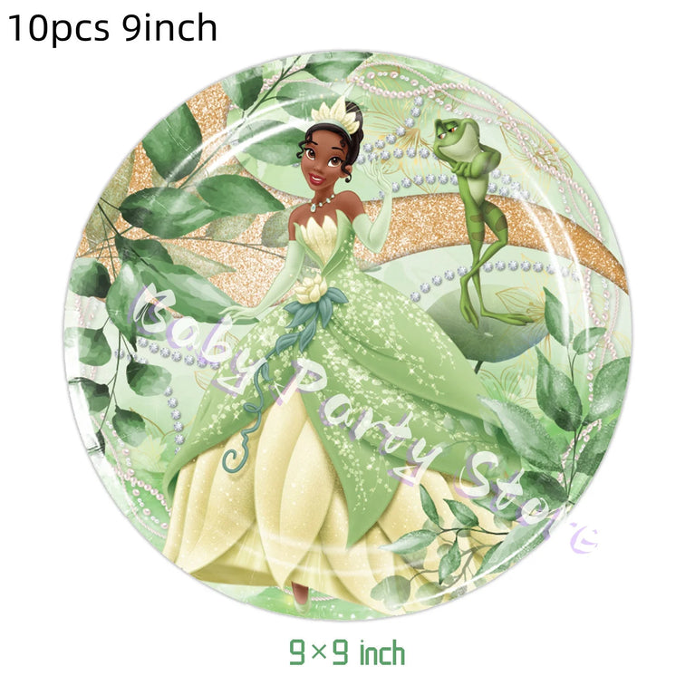 Frog Tiana Princess Party Disposable Tableware Set for Kids Birthday Decoration