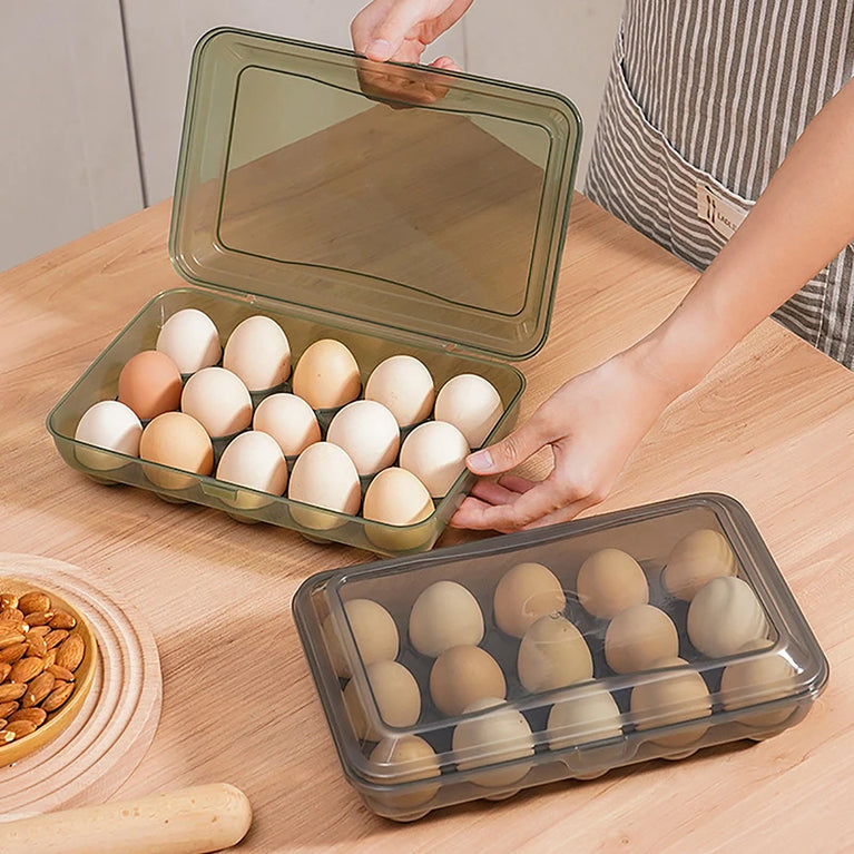 10/15 Grids Transparent Plastic Egg Storage Box Refrigerator Organizer Container