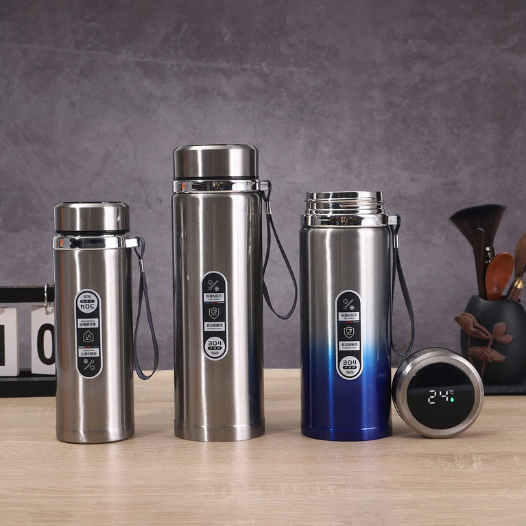 800–1000ml Stainless Steel Vacuum Insulated Sports Water Bottle Smart Lid Thermos Flask