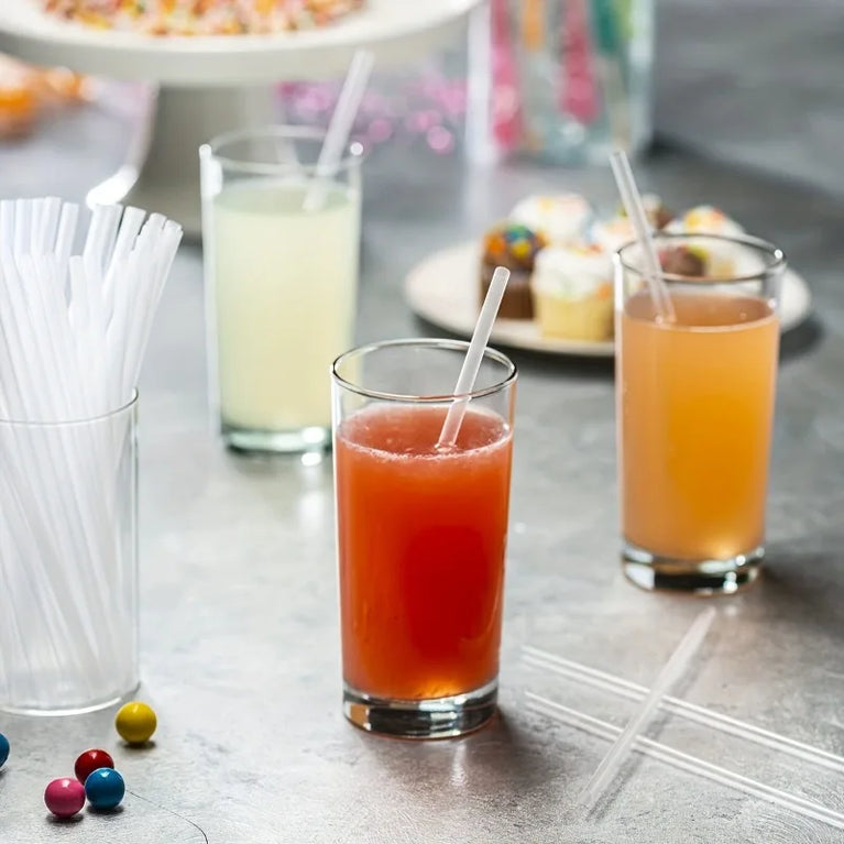 100PCS Transparent Disposable Drinking Straws for Milk Tea Coffee Smoothies