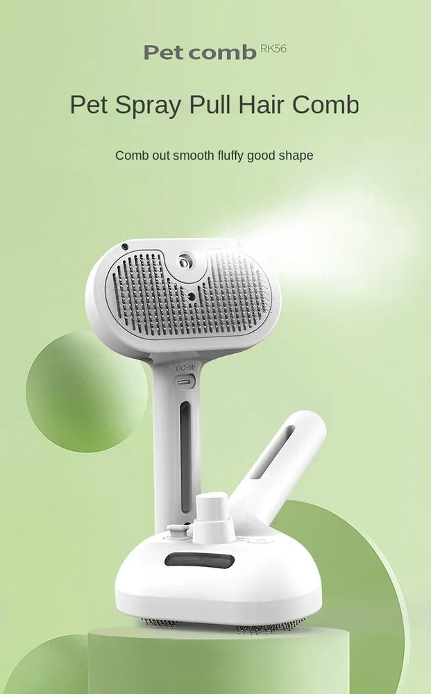 3-in-1 Electric Cat Hair Brush Steam Spray Grooming Comb Tool