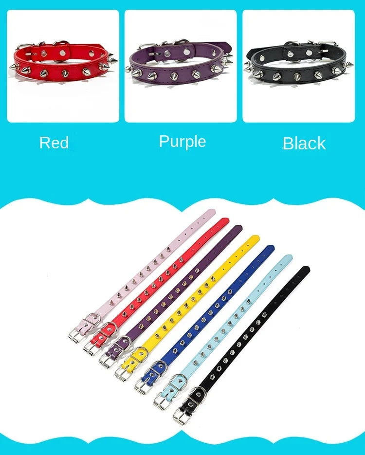 Harp Spiked Studded DogCollars PU Small Medium Large NeckStrap