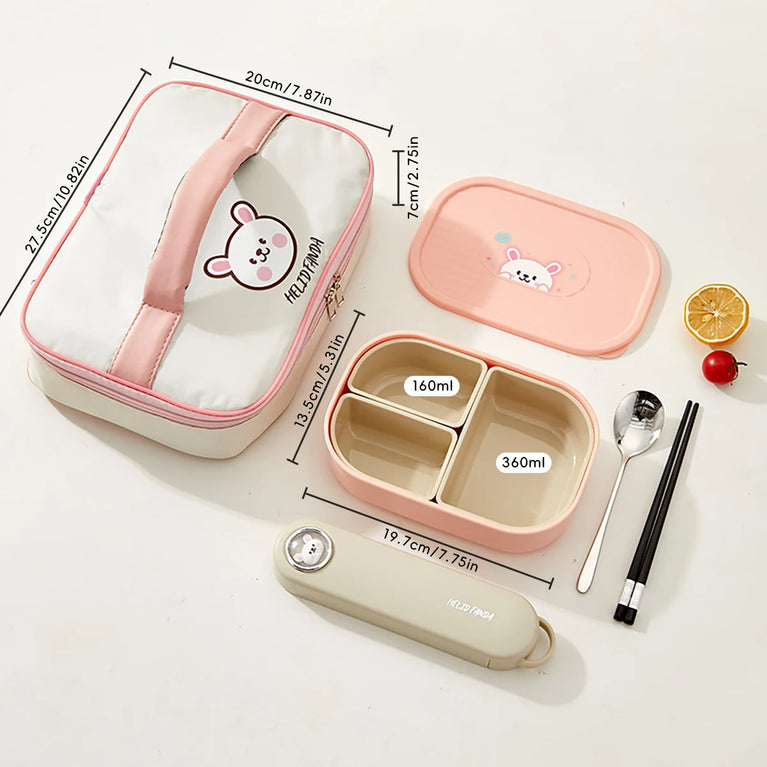 3-Grids Microwave Bento Lunch Box Stackable Leakproof Food Container
