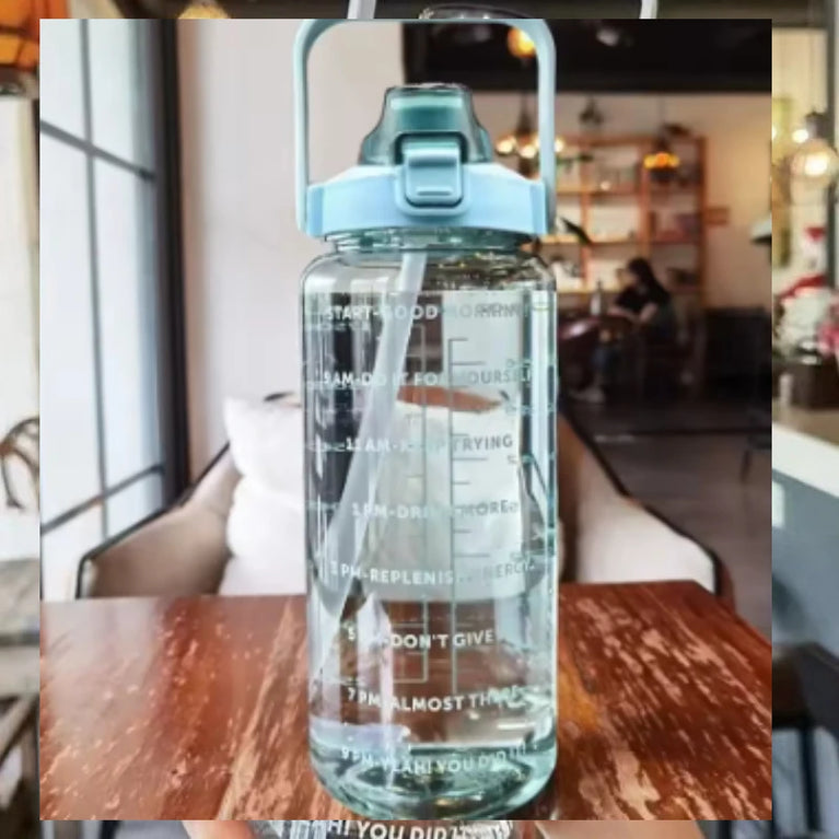 2L Portable Large Capacity Straw Water Bottle Fitness Sports