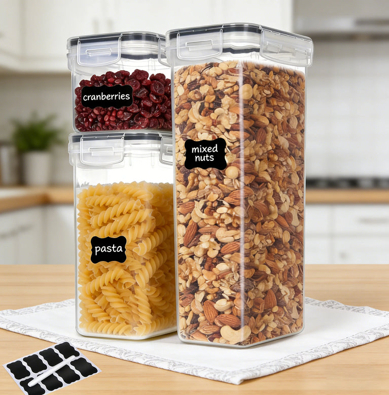 3 Sets Airtight Food Storage Containers with Lids BPA Free Meal Prep Kitchen Set