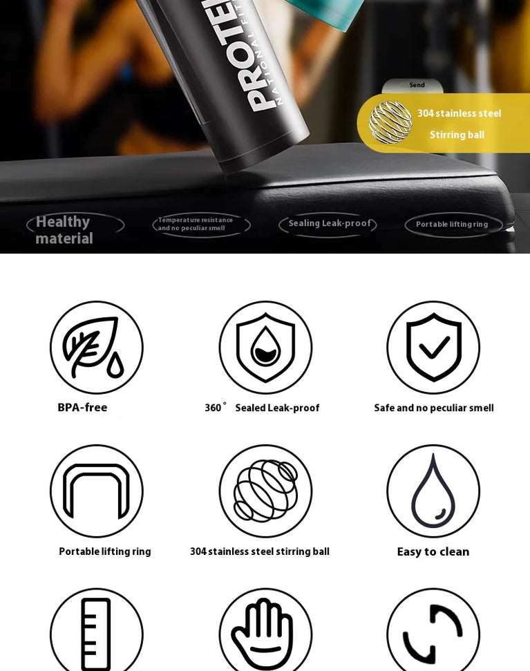 Protein Shaker Fitness Sports Waterbottle Mixing Cup for Gym Use