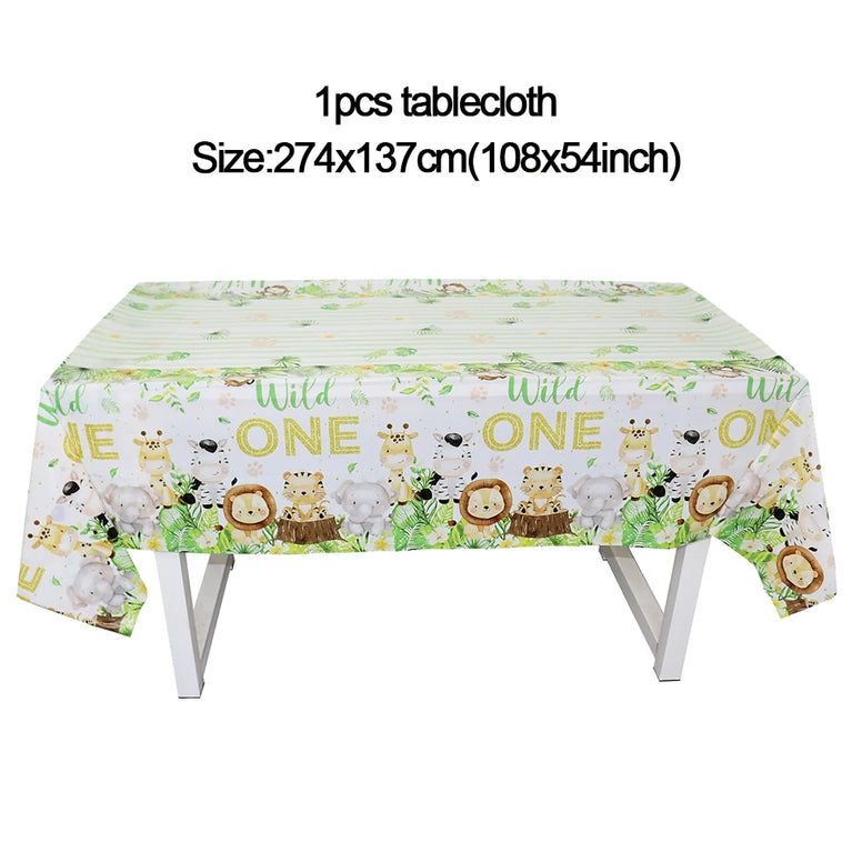 Wild One Animals Jungle Safari Birthday Disposable Tableware Set