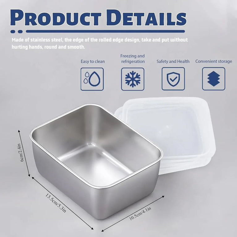 STAINLESS STEEL FOOD STORAGE CONTAINER WITH LID FOR FRESH FOOD STORAGE