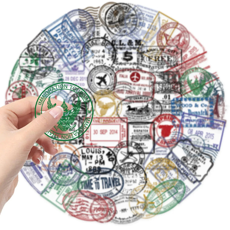 50-Piece Transparent Retro Stamp Decals | Waterproof HD Vinyl Stickers