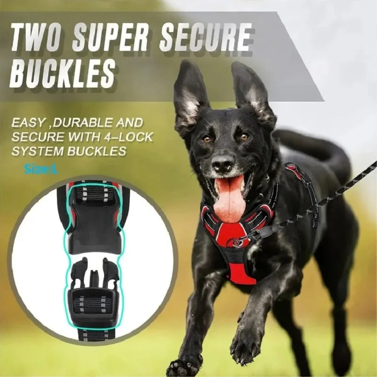 Heavy Duty No Pull Dog Harness Reflective Adjustable Control Handle Vest
