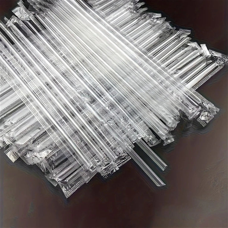 100PCS Transparent Disposable Drinking Straws for Milk Tea Coffee Smoothies