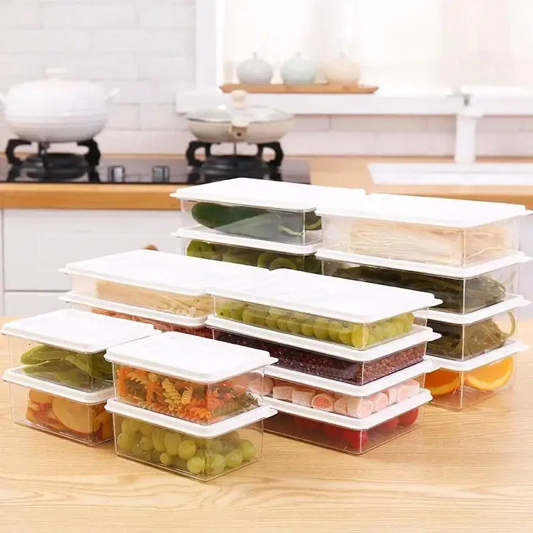 4Pcs Kitchen Refrigerator Food Storage Box Set Plastic Fresh Keeping Containers