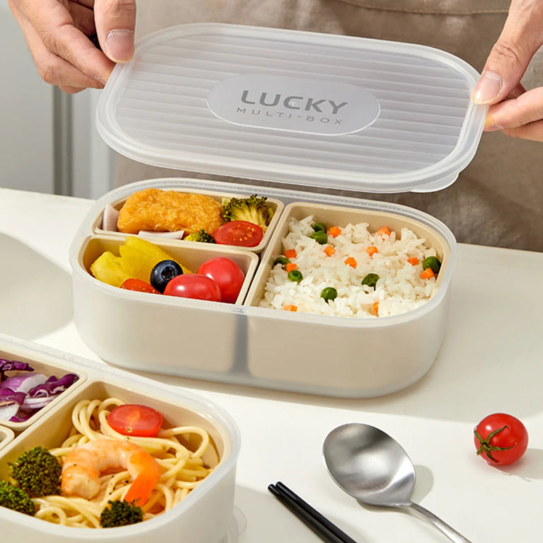 3-Grids Microwave Bento Lunch Box Stackable Leakproof Food Container
