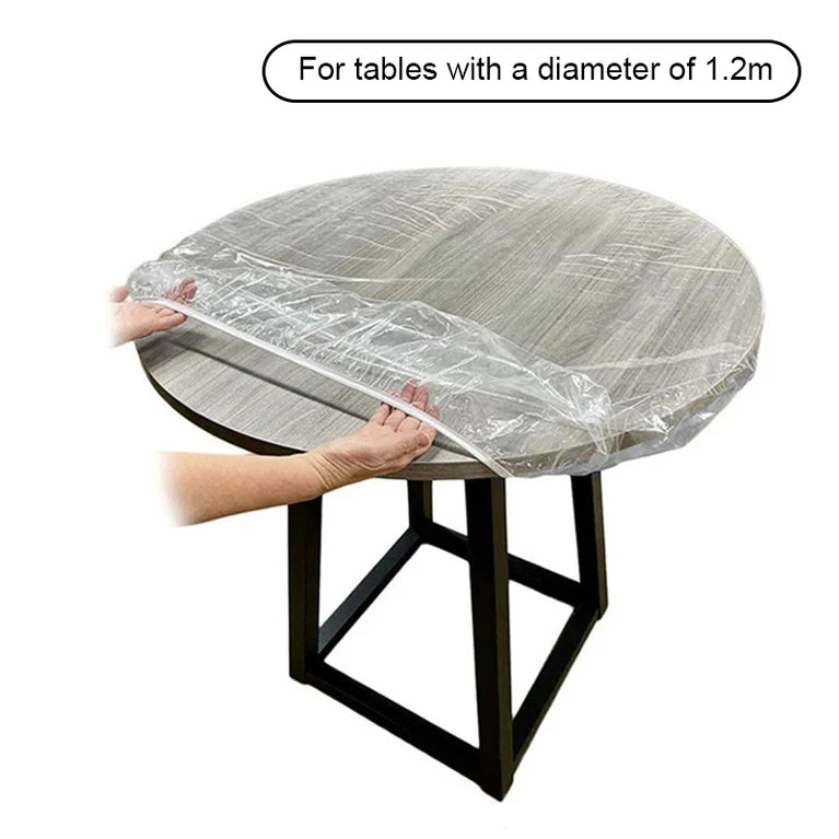 Disposable Fitted Round Tablecloths | Transparent Waterproof Protection