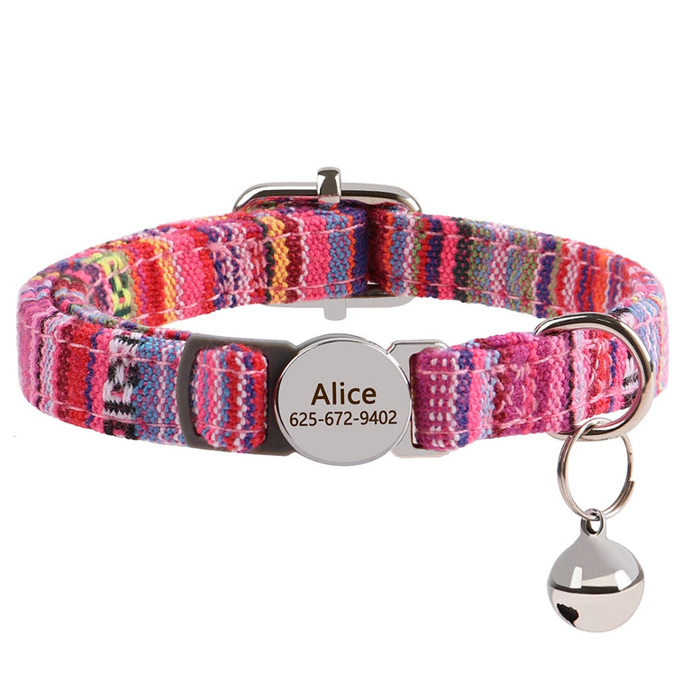 Cat Collar Free Personalized Kitten Collar Engraved Antilost Adjustabl