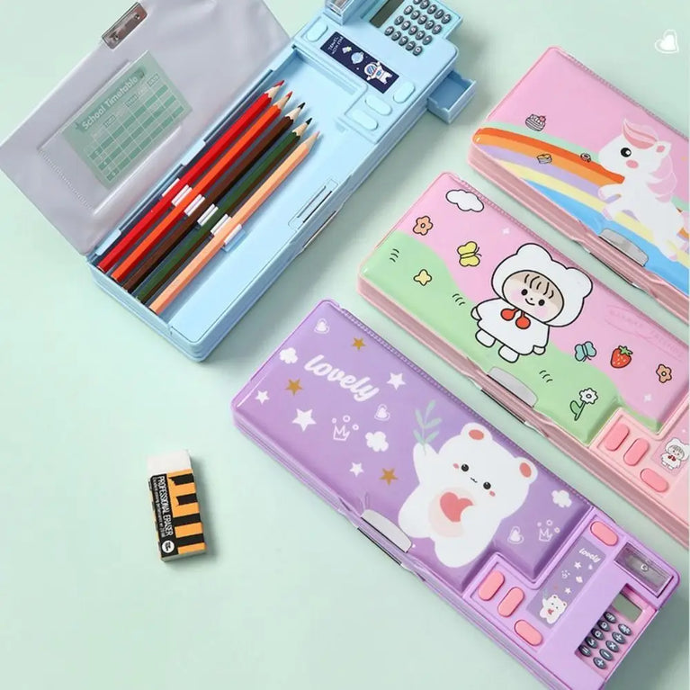 Multifunctional Pencil Case | Integrated Calculator & Sharpener Stationery Box