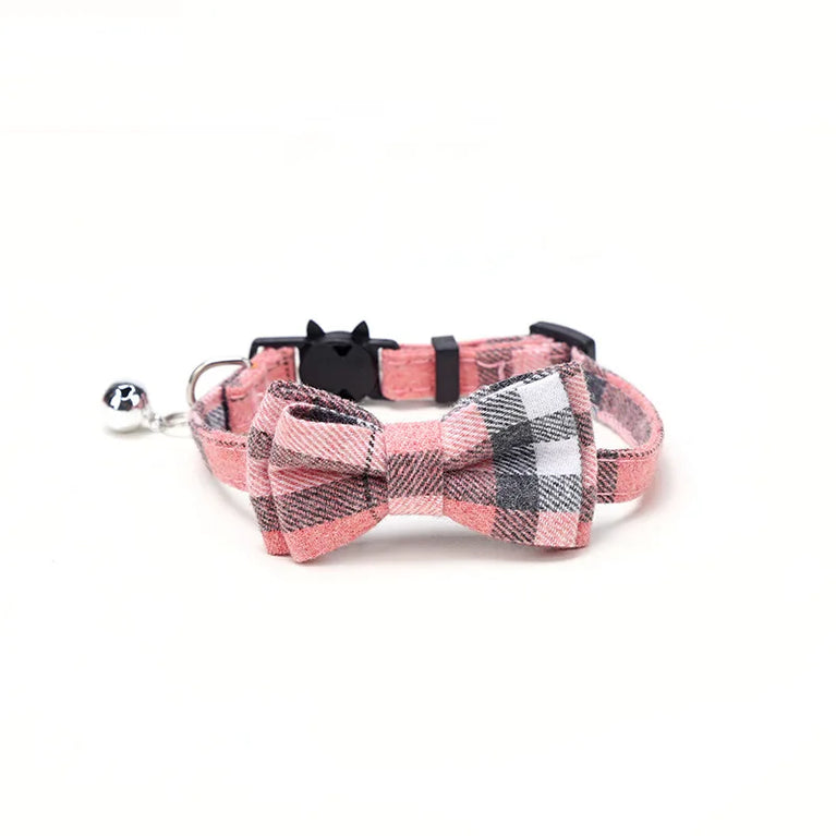 Pet Breakaway Cat Collar Bow Tie Bell Cute Plaid Adjustable