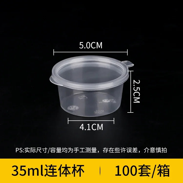 100pcs Disposable Sauce Takeaway Packaging Box Round Sealed Containers With Lid for Chili Oil