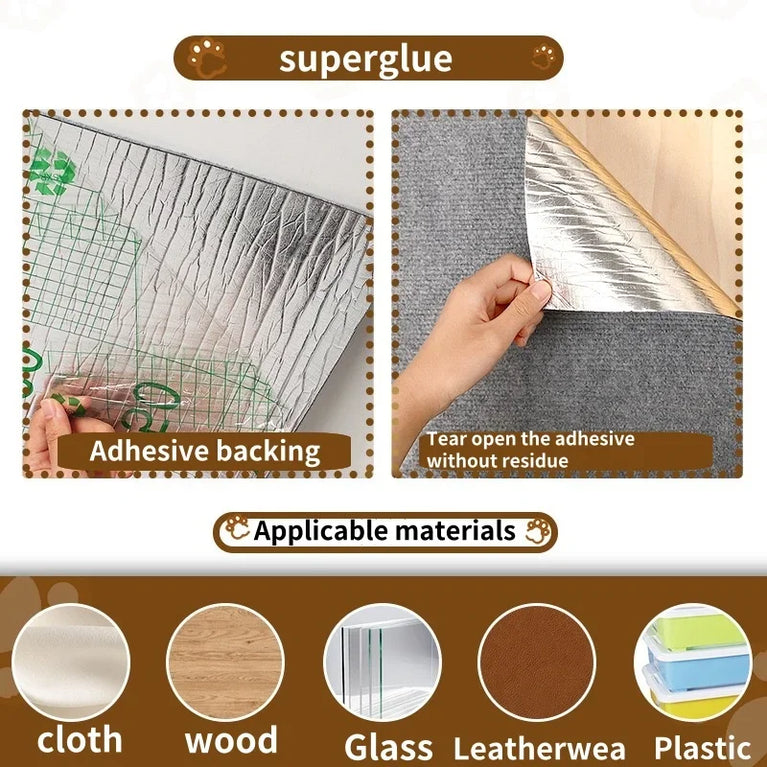 Trimmable Cat Scratching Mat Sofa Protector Cat Scratch Carpet Self Adhesive Cat Furniture Guard