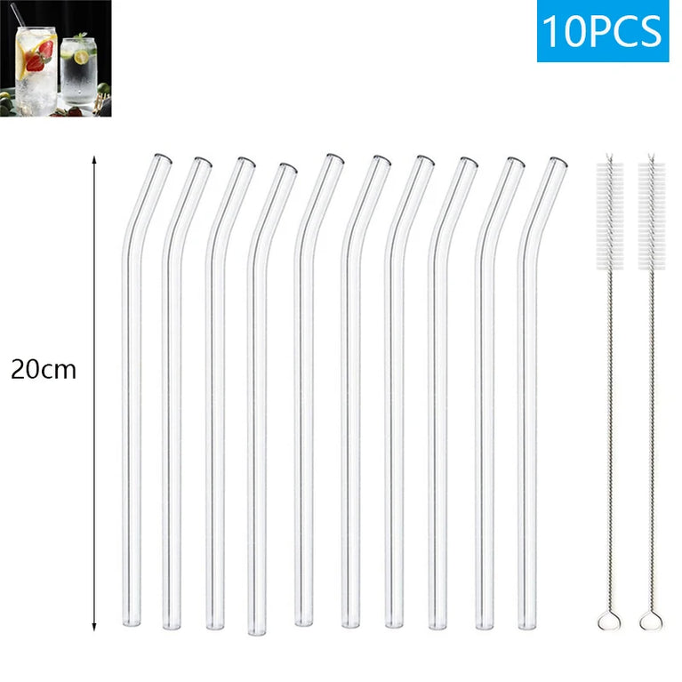 Glass Straws Eco Friendly Reusable Drinking Straw Set with Brushes Bar Accessories