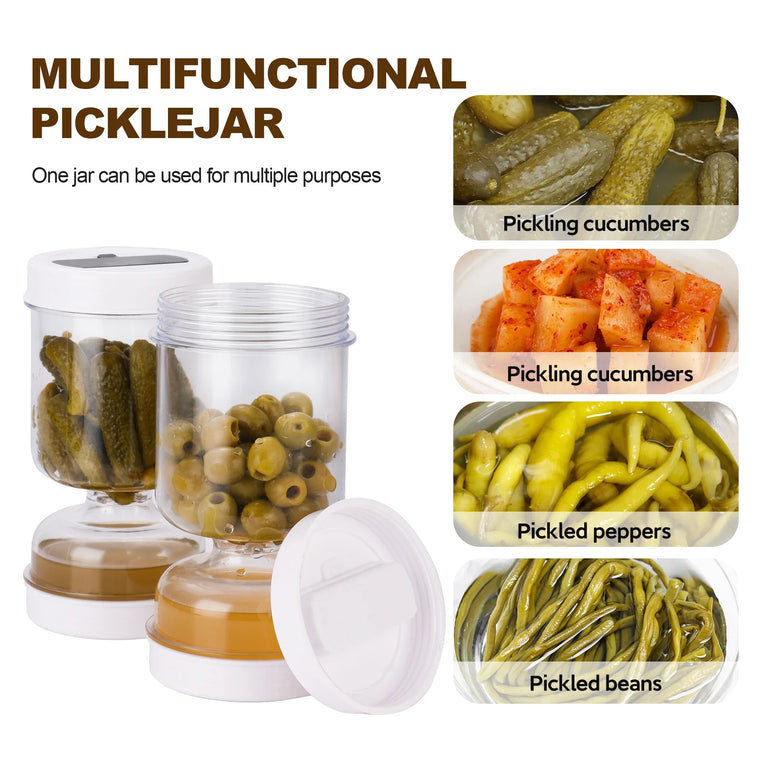 Pickles Jar With Forks Dry Wet Dispenser Olives Hourglass Cucumber Kitchen Container Separator Tool