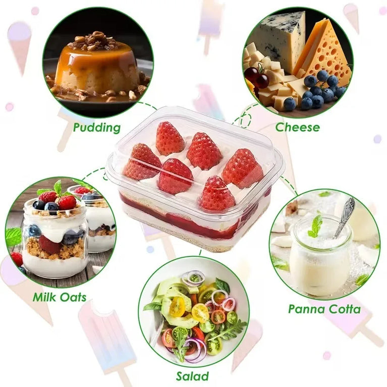 BLACK TRANSPARENT RECTANGLE CAKE BOX 5/10/20/30PCS DESSERT PACKAGING PARTY