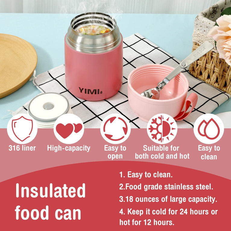 304 Stainless Steel Thermo Soup Cup 530ml 480ml Leakproof Vacuum Insulated Jar