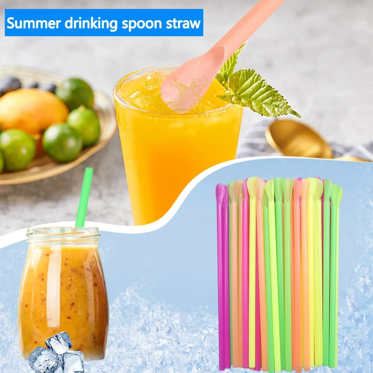 Color Spoon Straws 50-2000Pcs Milkshake Party Use