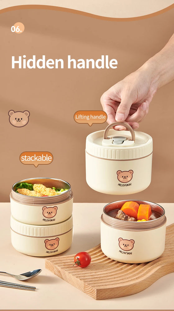 304 Stainless Steel Thermal Bento Lunch Box Leakproof Insulated Food Container