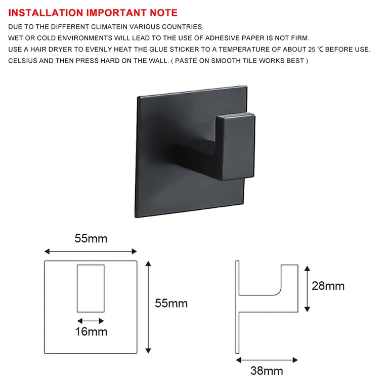Black Self-Adhesive Wall Hooks For Hanging Keys Clothes Hanger Door Metal Robe Hook Coat Rack Towel Holder Bathroom Accessories