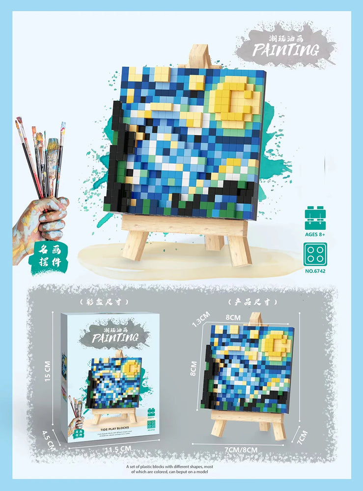 Famous Painting Diamond Building Blocks | 3D Micro-Brick Art with Display Easel