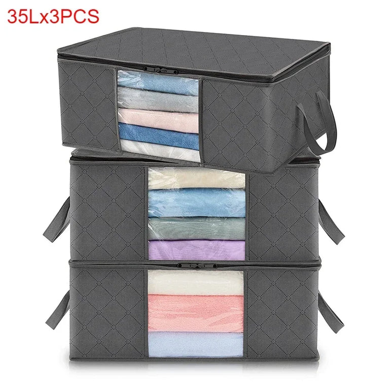 Large Capacity Foldable Storage Bag | 3D Wardrobe Organizer for Blankets & Clothing