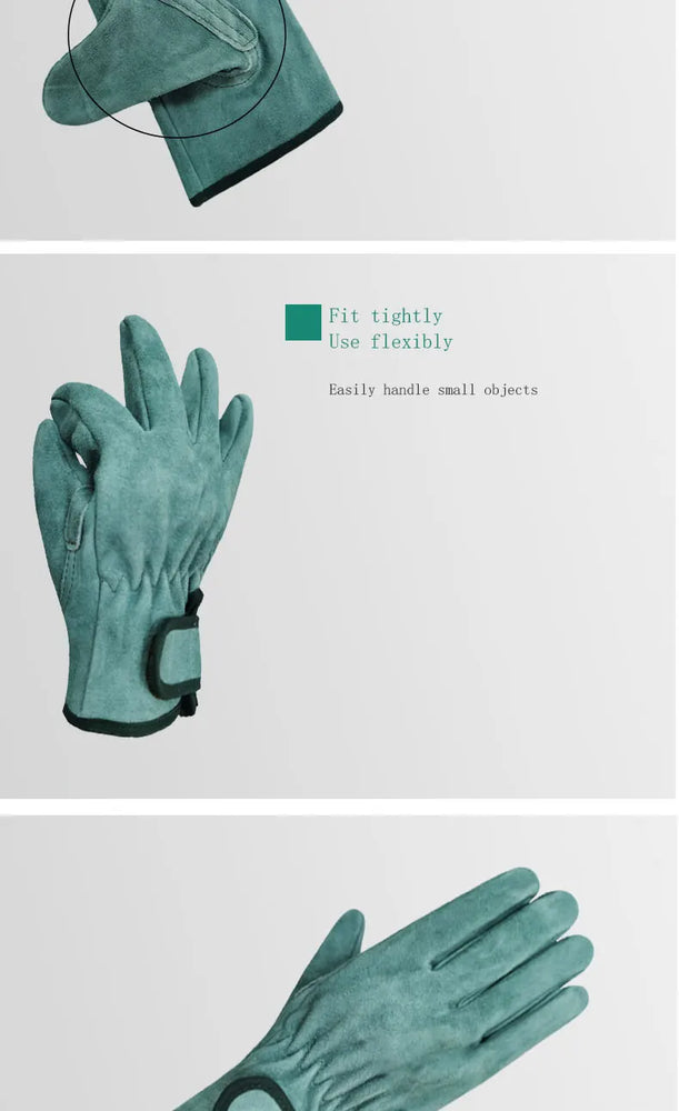 Heavy Duty Leather Gardening Gloves Thorn Proof Wear Resistant Work