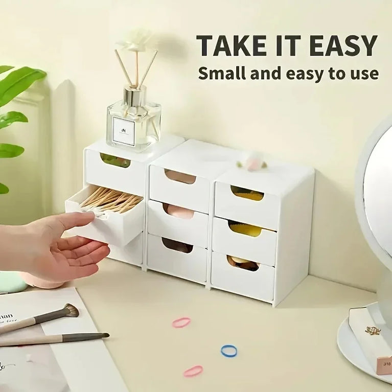 Chic 3-Tier Desk Organizer with Drawers Storage Divider Box