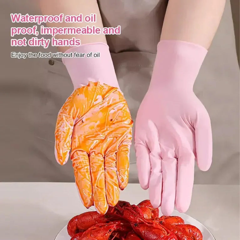 Disposable Black Nitrile Gloves Latex Free Waterproof Kitchen Gloves 100PCS