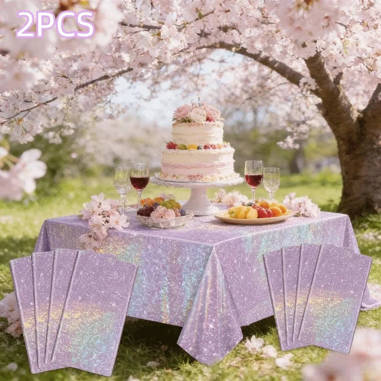 Purple Iridescent Laser Disposable Tablecloth for Party Decoration