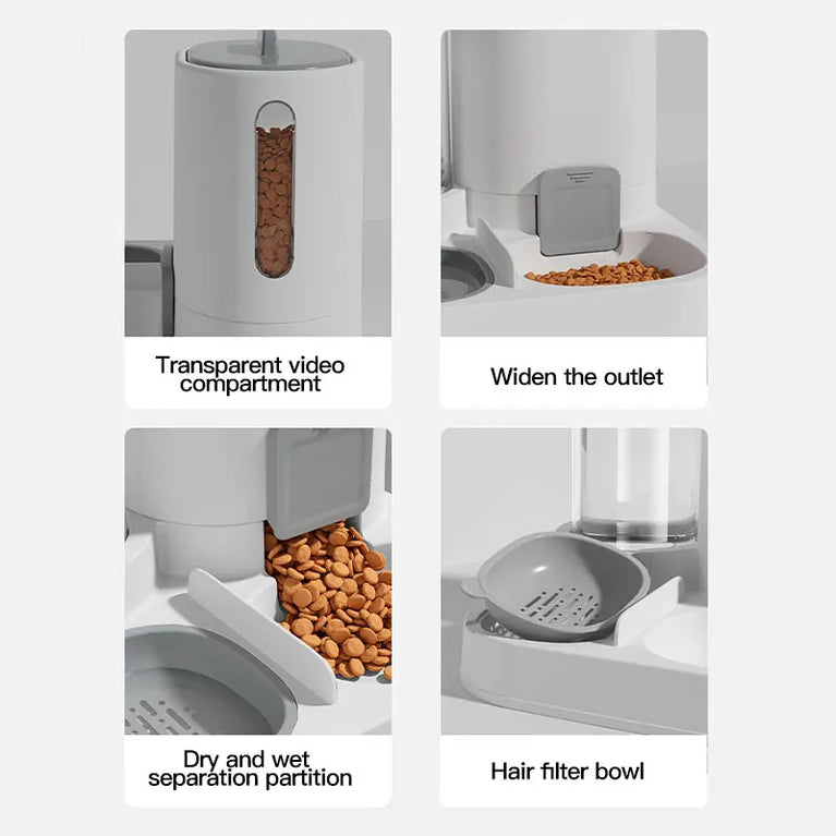 1-Pack Automatic Gravity Fed Cat Water Dispenser And Feeder Spill Proof Large Capacity One Piece Design