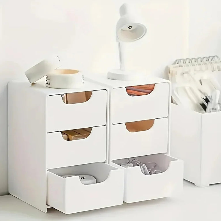 Chic 3-Tier Desk Organizer with Drawers Storage Divider Box