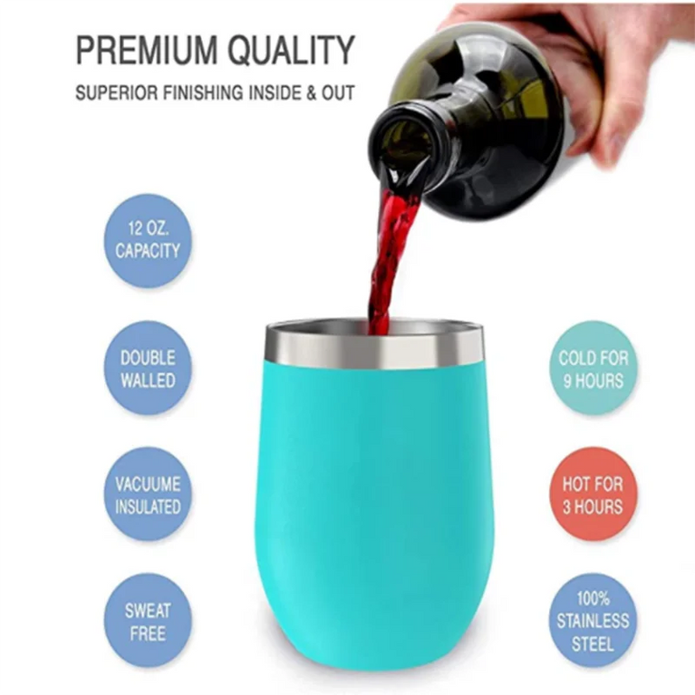 12oz Insulated Wine Tumbler Vacuum Mug with Lid for Coffee & Travel