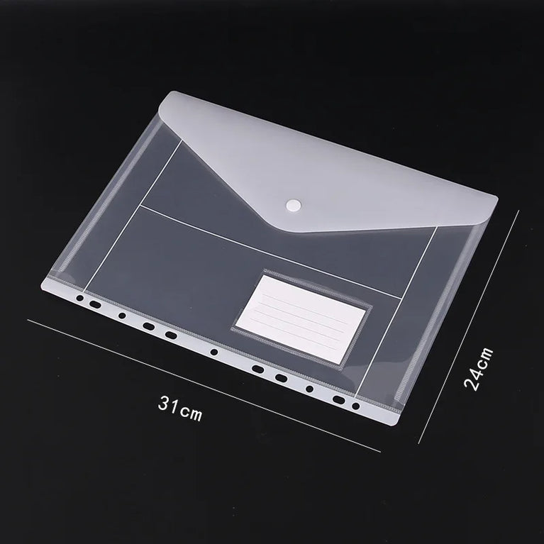 A4 Loose-Leaf Plastic Document Bag | 11-Hole Binder Compatible Envelopes