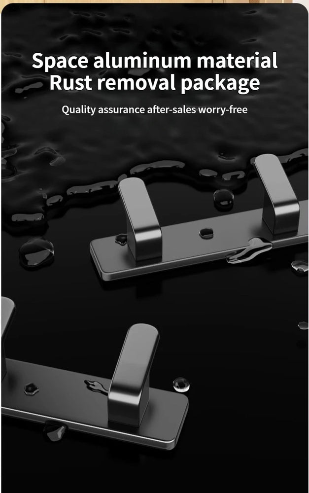 no drill Space Aluminum punch-free Kitchen Hook Bathroom Clothes Hooks Storage Rack Hook Door Wall Hanging Household Accessories