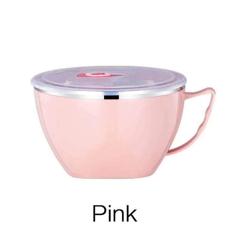 Portable Stainless Steel Noodle Bowl Double Insulated Leakproof Lunch Container 900ml