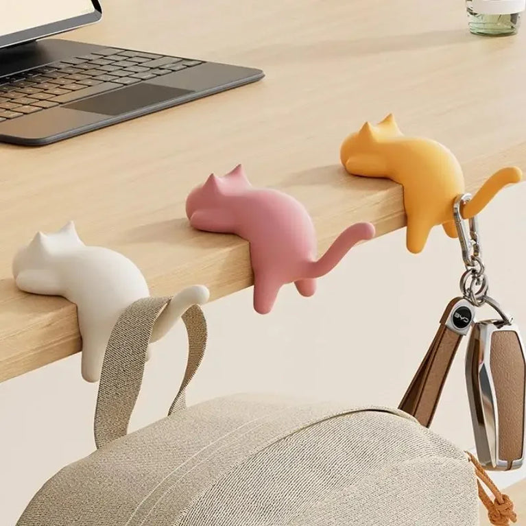 Cute Cat Bag Hook Portable Table Hanger Desk Organiser Holder Stand