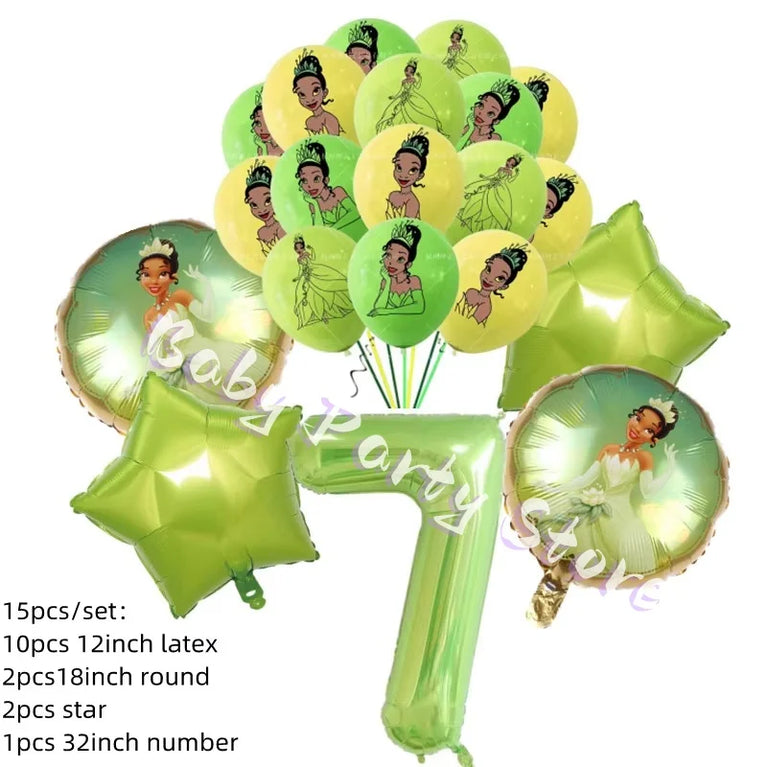 Frog Tiana Princess Party Disposable Tableware Set for Kids Birthday Decoration